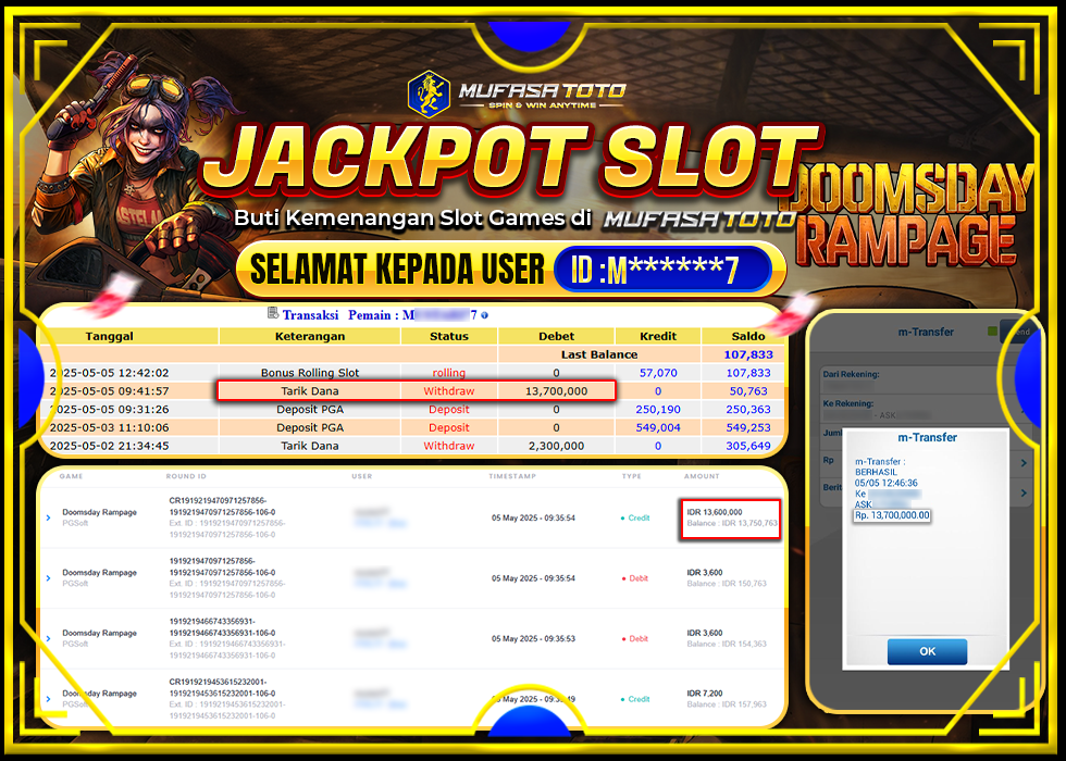 MUFASATOTO JACKPOT PG SOFT Rp.13.700.000 | LUNAS