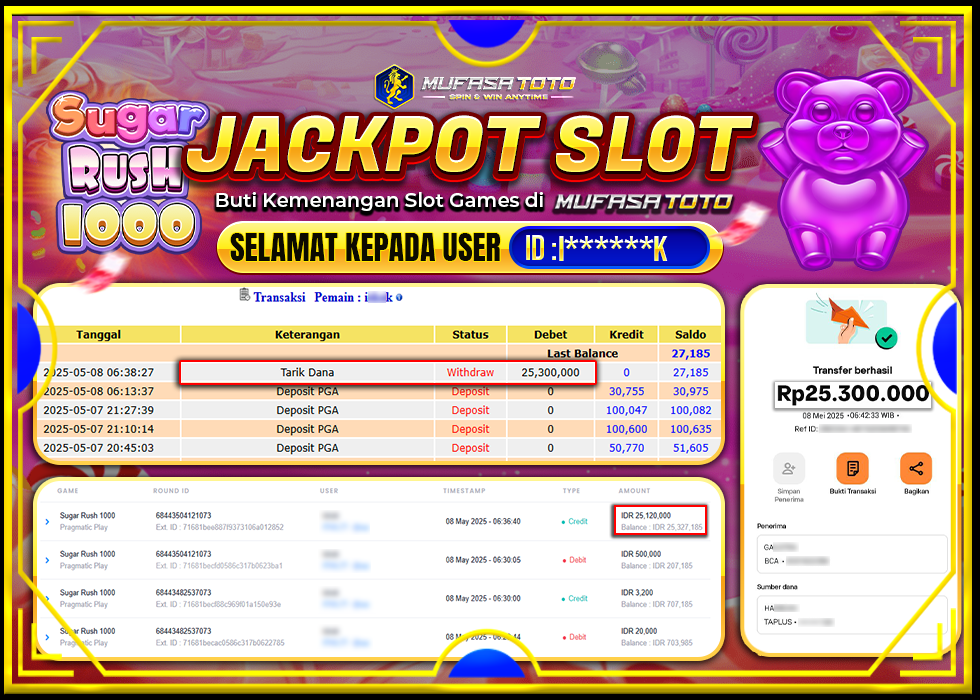 MUFASATOTO JACKPOT PRAGMATIC PLAY Rp.25.300.000 | LUNAS