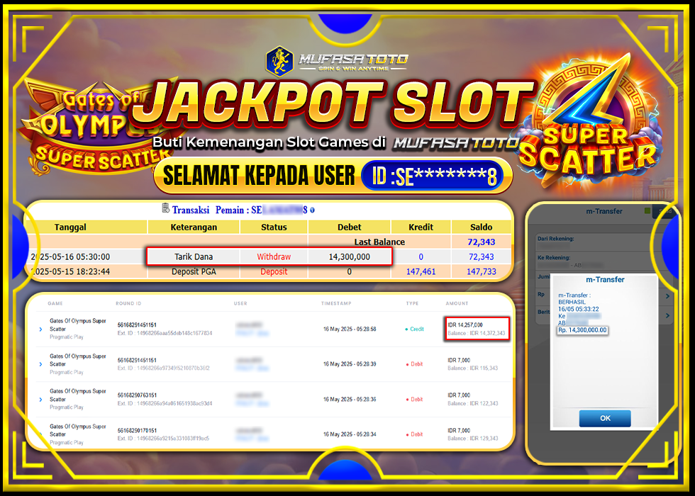 MUFASATOTO JACKPOT PRAGMATIC PLAY Rp.14.300.000LUNAS